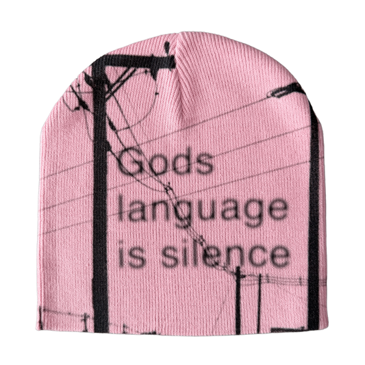 silence pink beanie